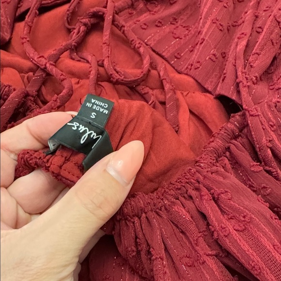 Only You and I Burgundy Long Sleeve Tie-Back Mini Skater Dress - Picture 7 of 7